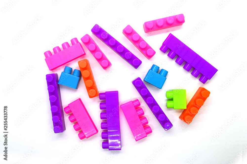 Plastic building Blocks Isolated on White Background Plastic building Blocks Isolated on White Background