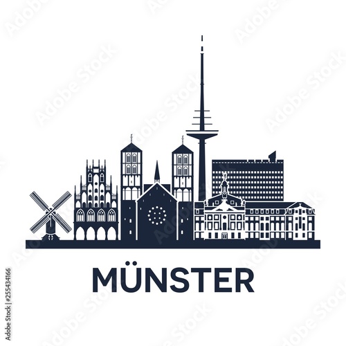 Skyline emblem of Münster, city in North Rhine-Westphalia, Germany