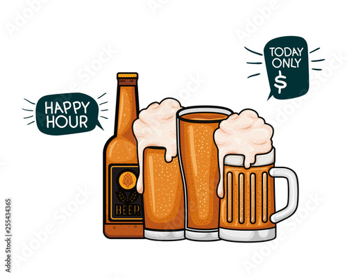 bottle of beer and glass isolated icon