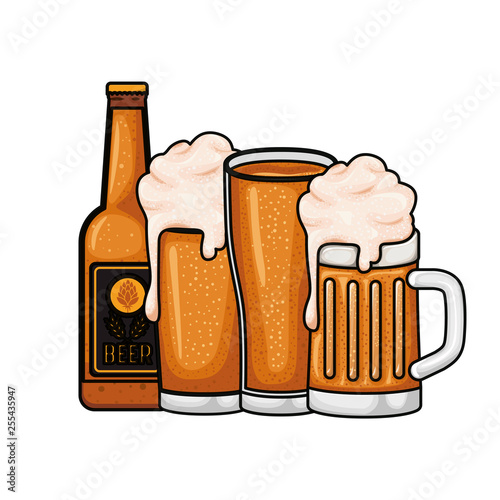 bottle of beer and glass isolated icon