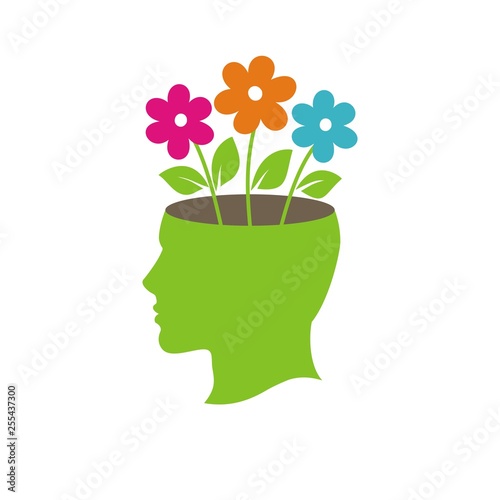Human profile and flowers