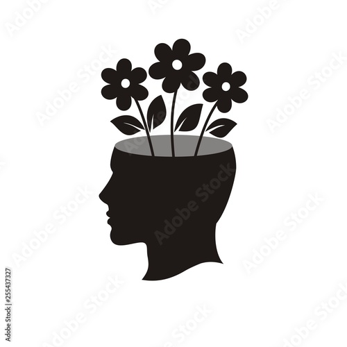 Human profile and flowers