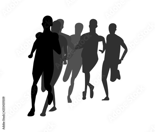 group of people running