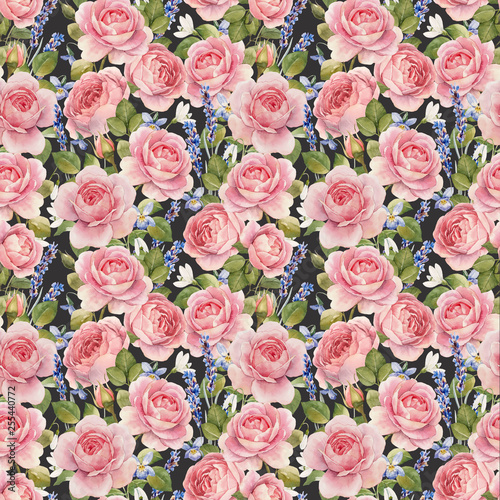 Watercolor rose pattern