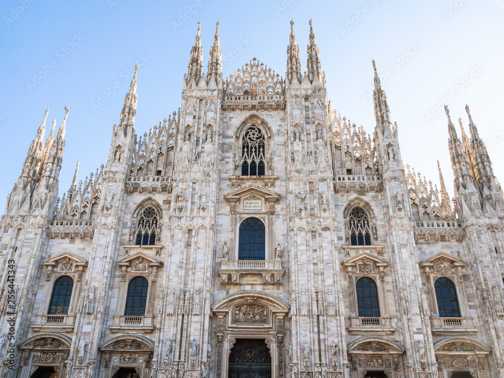 facade of Milan Cathedral in morning