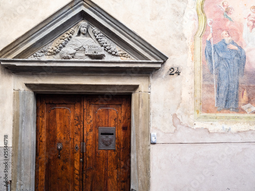 outdoor portal of Benedictine Monastery in Bergamo
