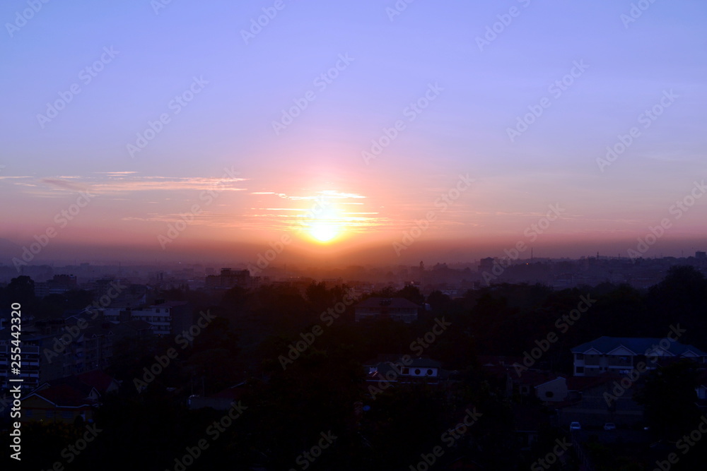 Obraz premium sunset in city