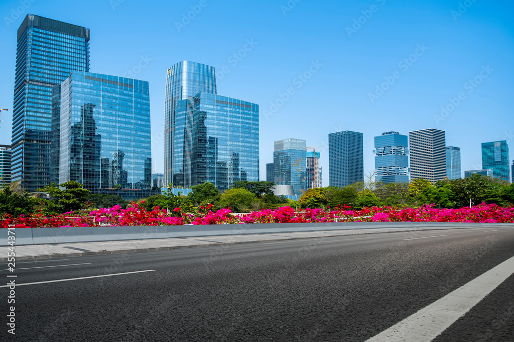 Fototapeta premium Urban Road, Highway and Construction Skyline
