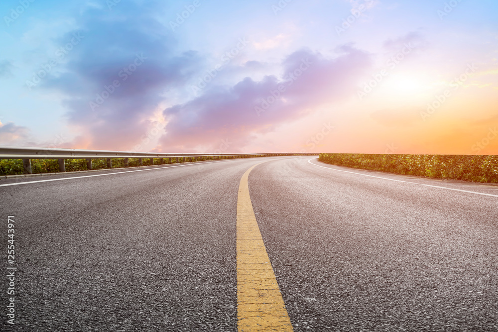 Naklejka premium Road surface and sky cloud landscape..