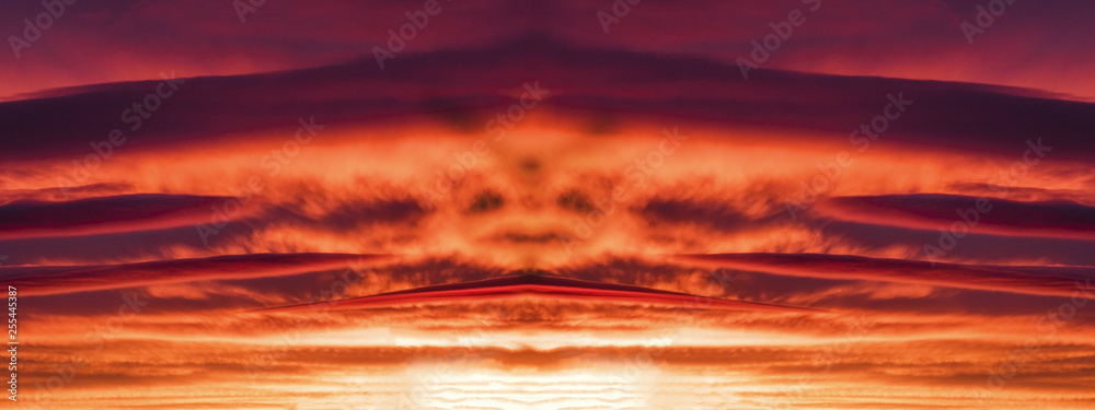 the Face in purple clouds at sunset.