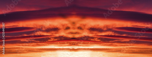 the Face in purple clouds at sunset.
