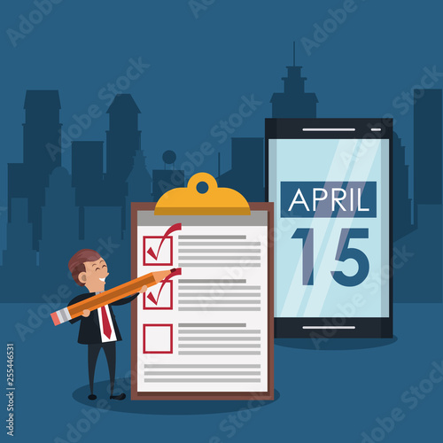 Tax day symbols and cartoons