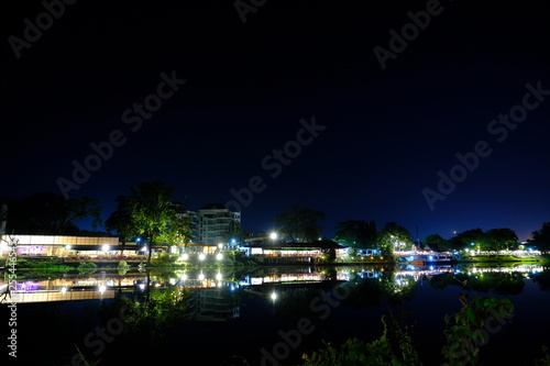 city at night near the river