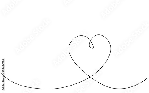 Heart shape background one line draw, vector illustration