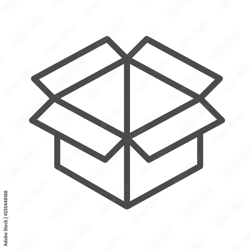 opened box outline icon flat design style. opened box outline icon flat design style.