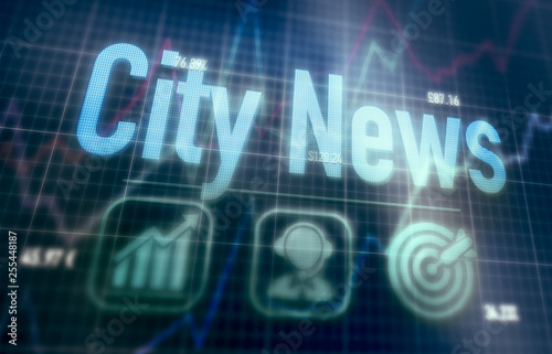 City News concept on a blue dot matrix computer display.