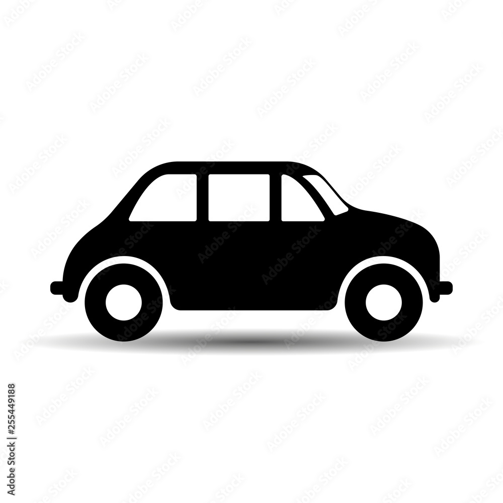 Vector, monochrome, isolated, flat icon of a small car