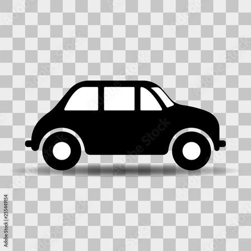 Vector  monochrome  isolated  flat icon of a small car in a transparent background.
