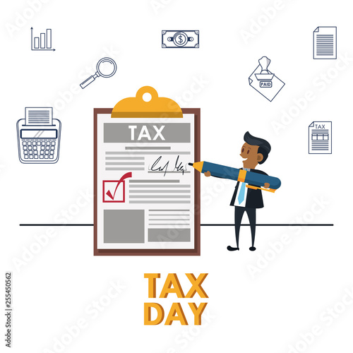 Tax day symbols and cartoons