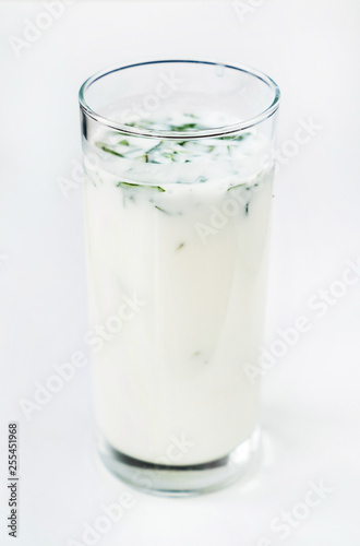 A glass of Ayran (Airan). Yogurt drinks are popular beyond the Middle East region