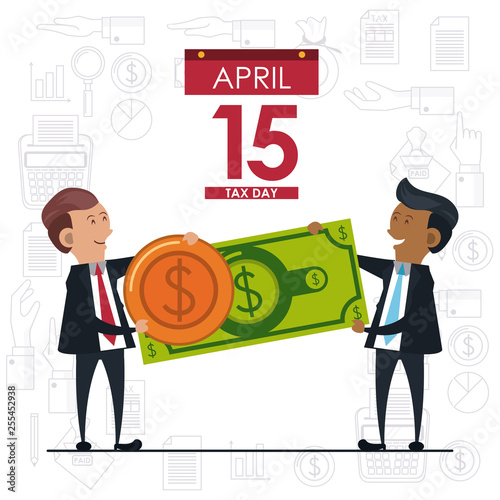 Tax day symbols and cartoons