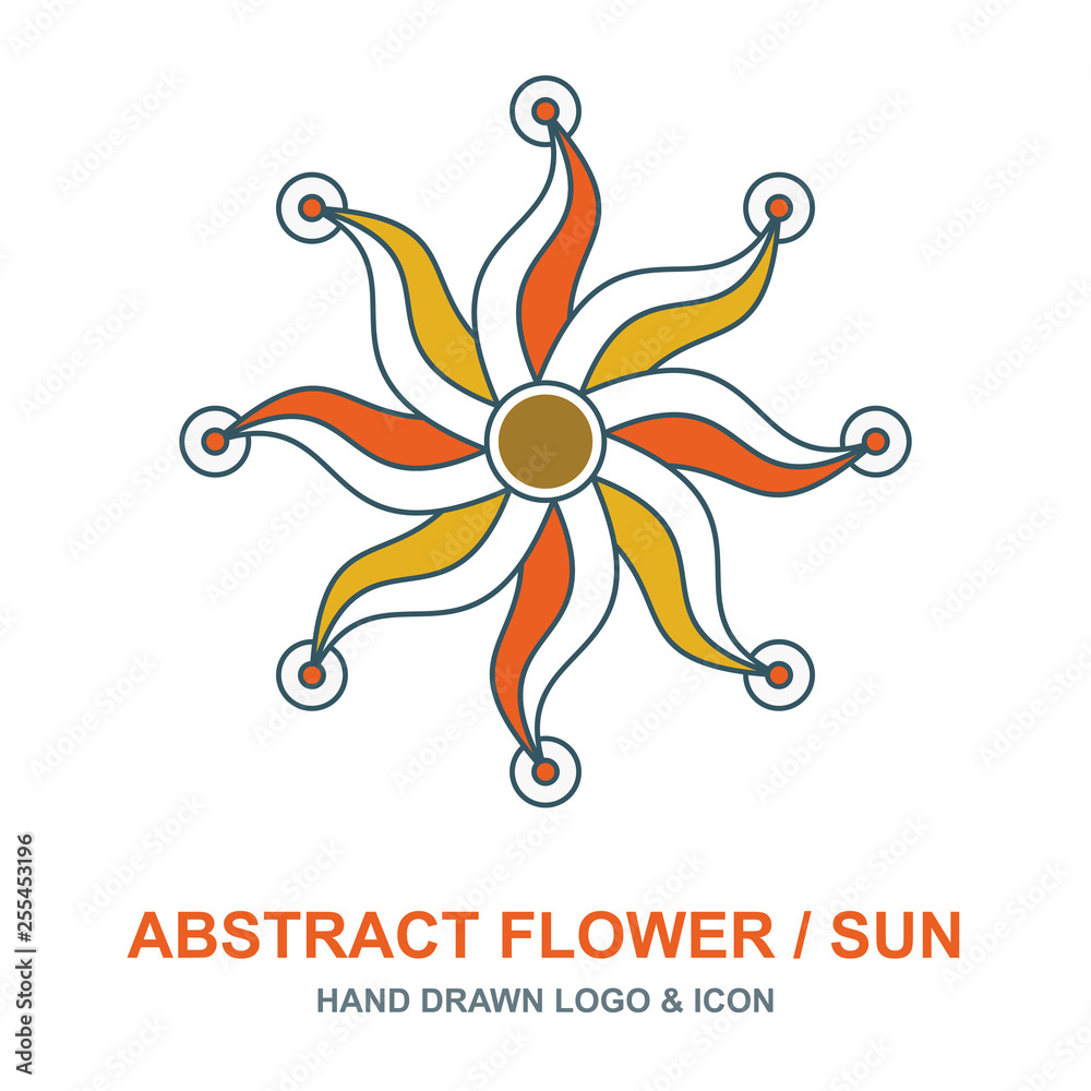 Sun, star, abstract flower logo, icon and design element. Sun, star, abstract flower logo, icon and design element.