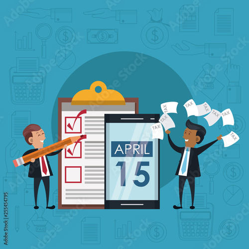 Tax day symbols and cartoons