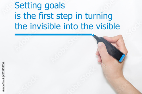 Motivational quote Setting goals is the first step in turning the invisible into the visible 