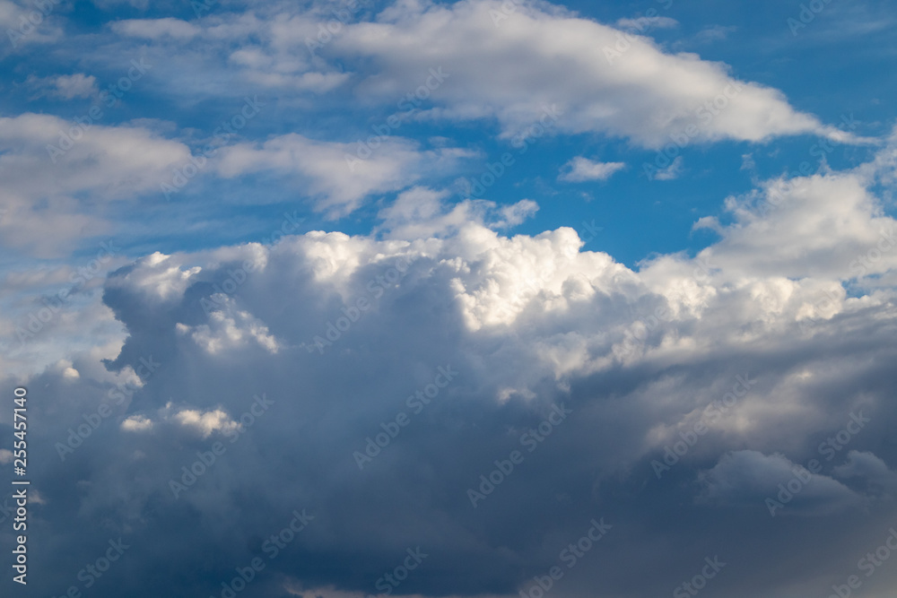 Beautiful dramatic blue sky clouds after rain background