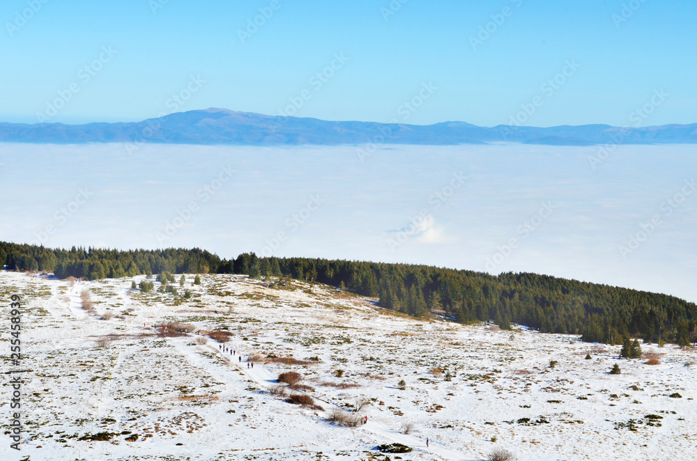 Beautiful Winter  Mountain Landscape in Bulgaria ,Vitosha mountain ,Cherni vruh,Black Peak