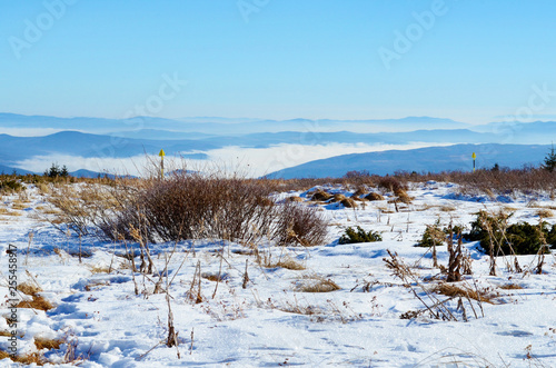 Beautiful Winter  Mountain Landscape in Bulgaria ,Vitosha mountain ,Cherni vruh,Black Peak photo