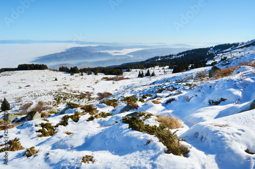 Beautiful Winter Mountain Landscape in Bulgaria ,Vitosha mountain ,Cherni vruh,Black Peak
