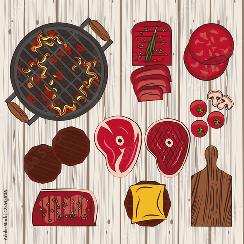 Bbq ingredients and utensils