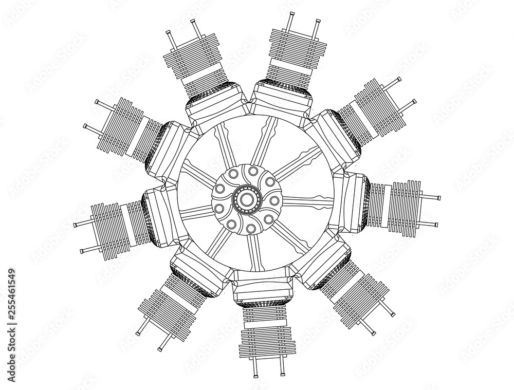 Obraz premium Radial engine on a white
