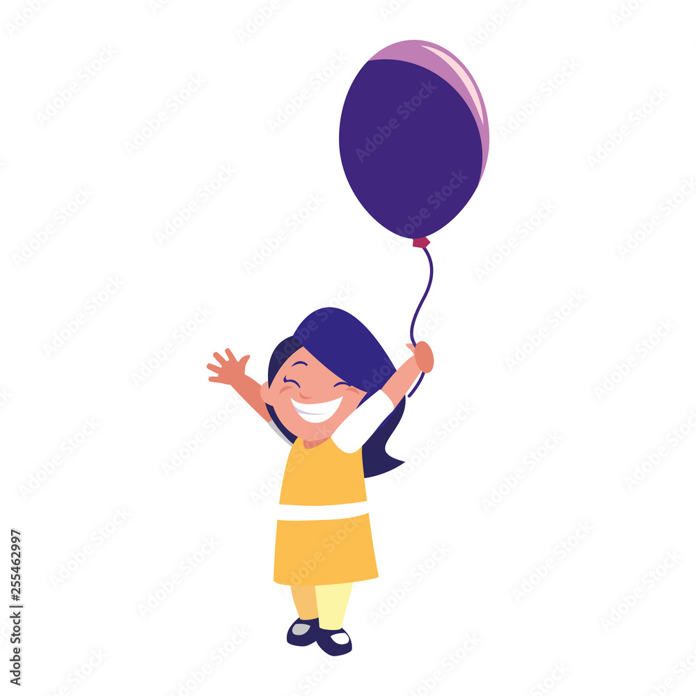 happy girl holding balloon