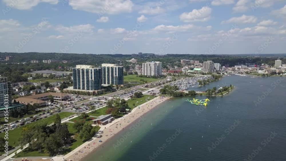 Aerial view of the city and lake 4k Aerial view of the city and lake 4k