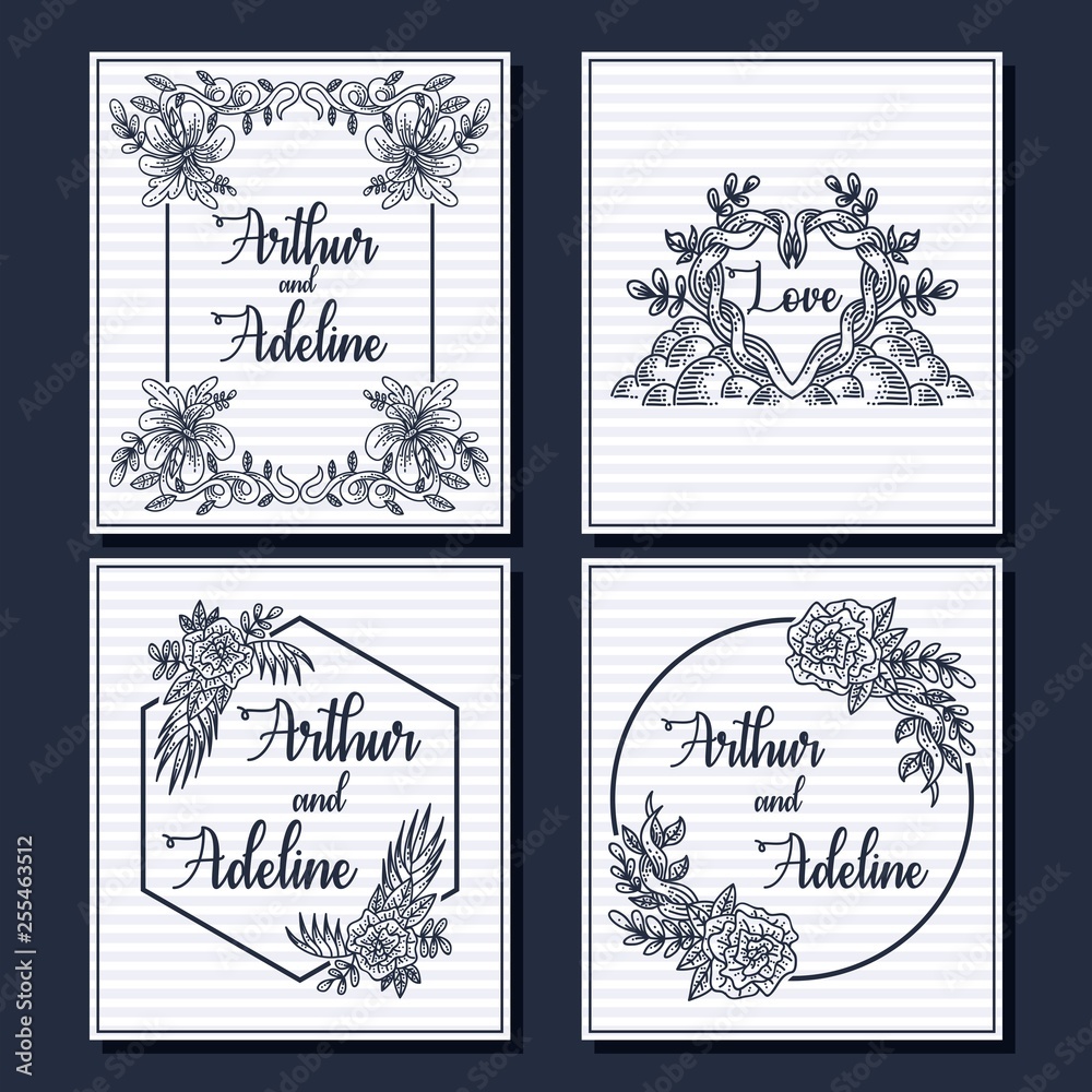 line art classic wedding card vector illustration line art classic wedding card vector illustration