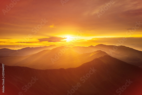 Mountain sunset landscape in Romania © bdavid32