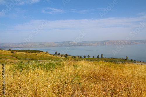 Mount of Beatitudes Church Of The Beatitudes with view on Sea of Galilee, Israel