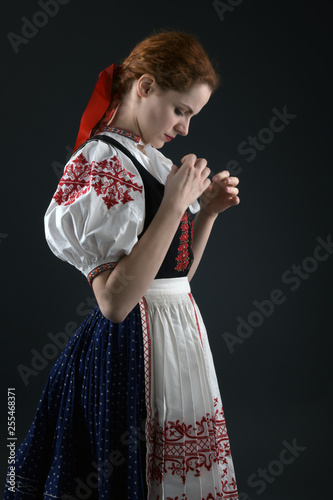 Slovak folklore woman. Folklore dancer.