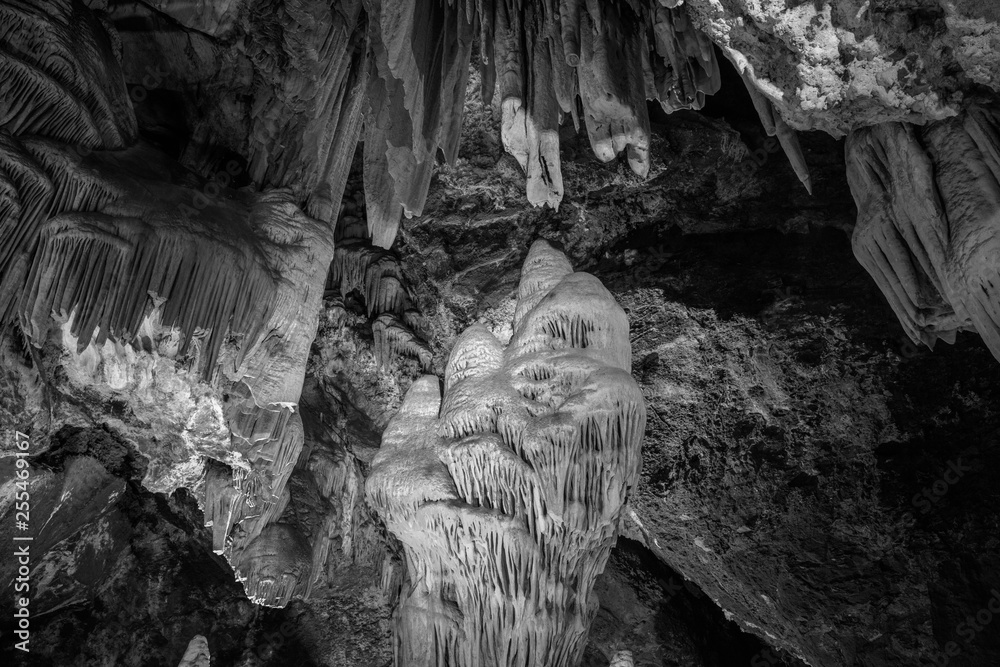 Abstract cave interior chamber photograph - bumpy rock surfaces and ...