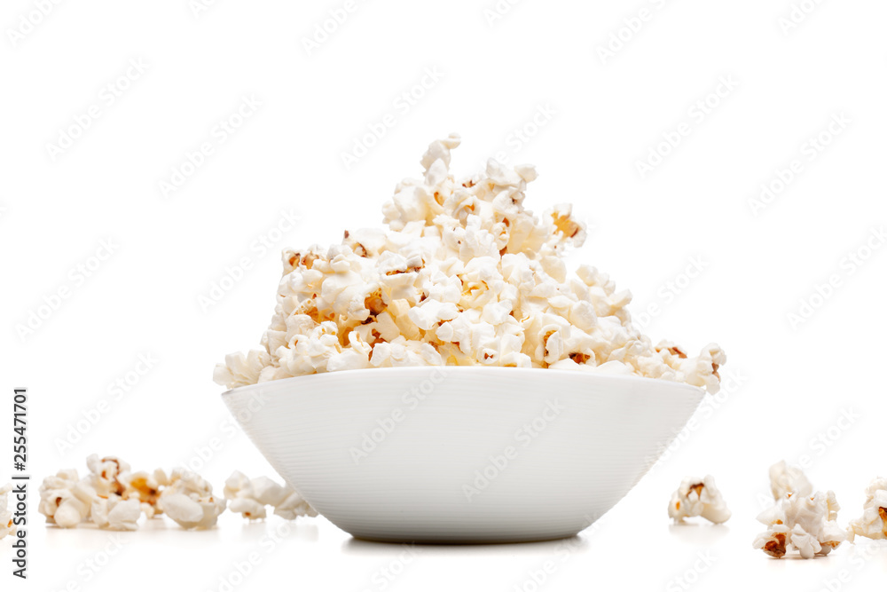 white bowl with popcorn white bowl with popcorn