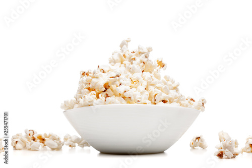 white bowl with popcorn