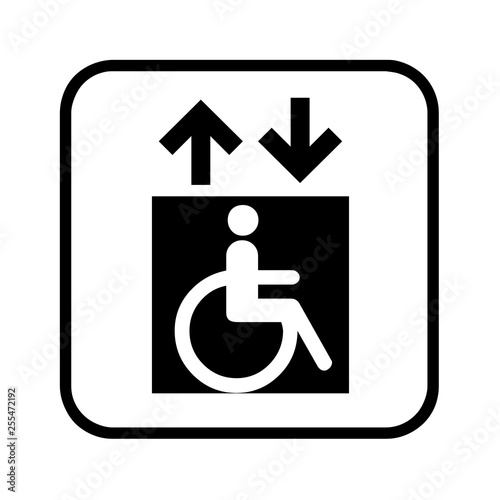 Handicap elevator sign with up and down arrows