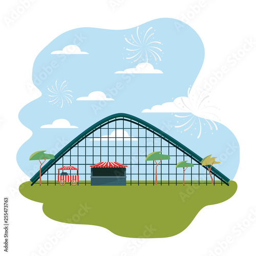 roller coaster food booth in the park amusement