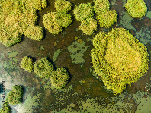Aerial view of Stymphalia lake, located in the north-eastern part of the Peloponnese, in Corinthia, southern Greece photo