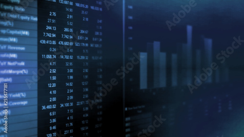 Foto 3D Illustration of Stock company financial ledger's highlight with important acc