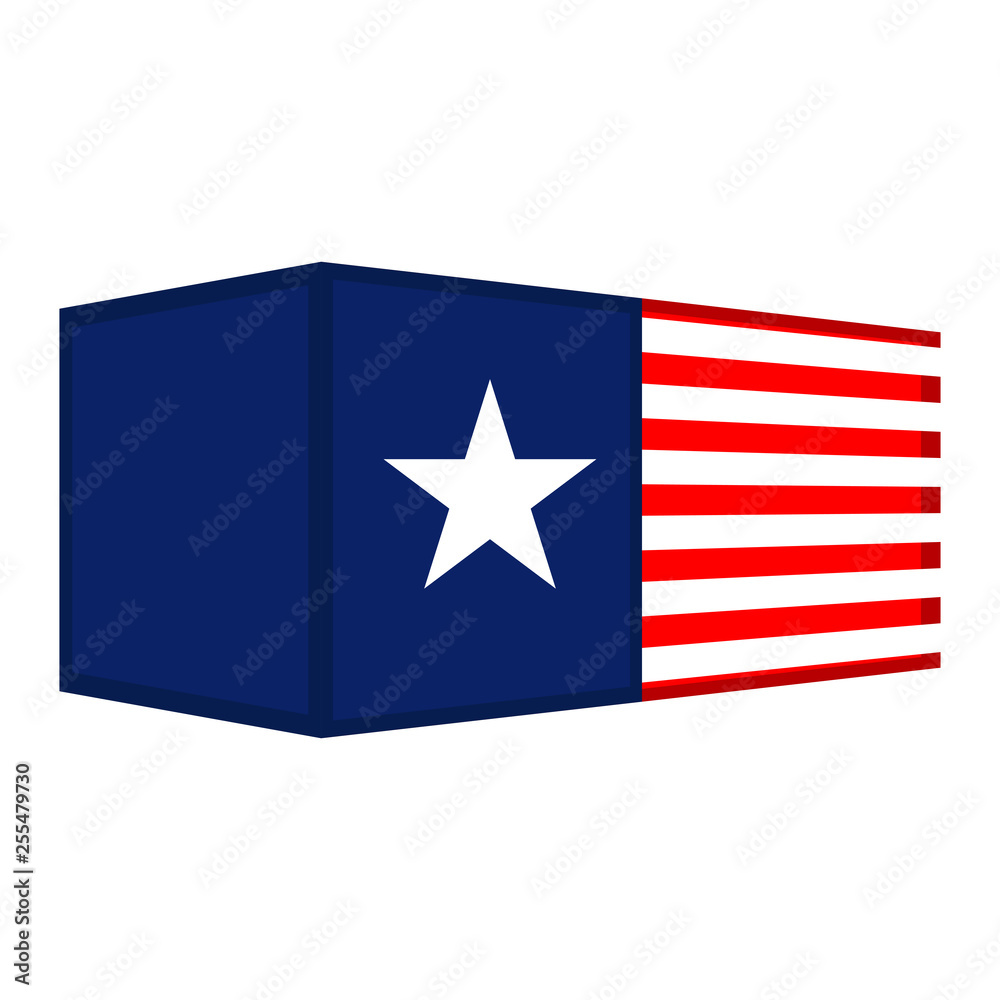Container with a flag of USA. Vector illustration design Container with a flag of USA. Vector illustration design