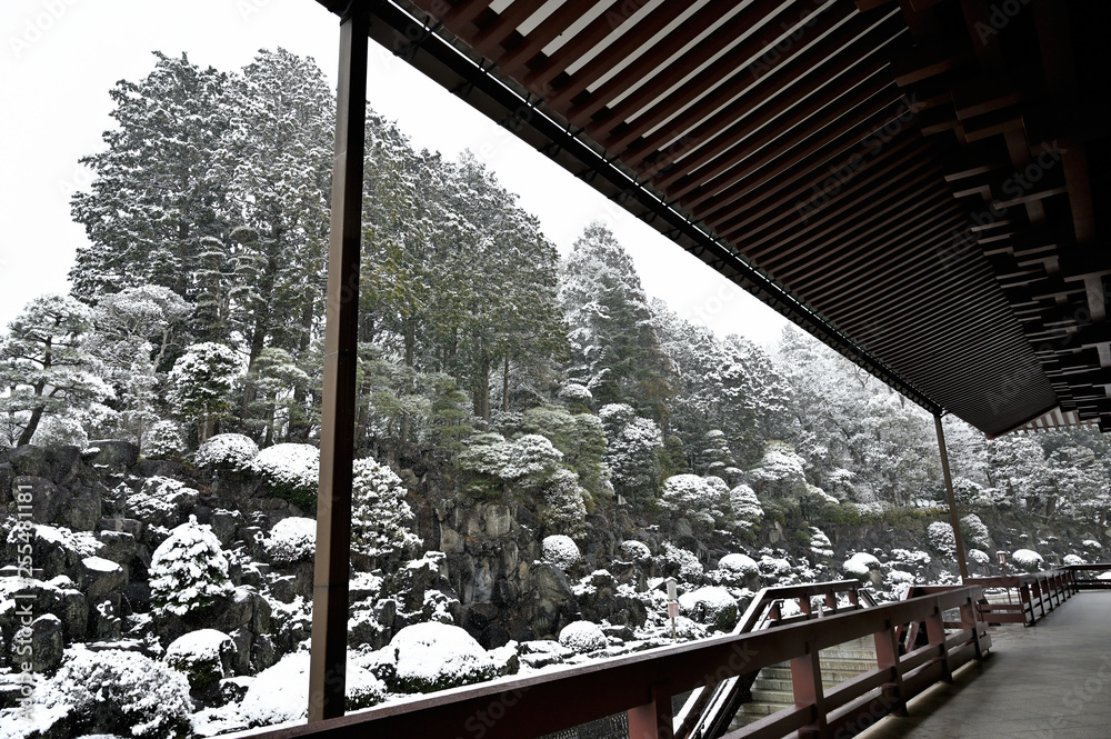 Fototapeta premium 雪の中のお寺