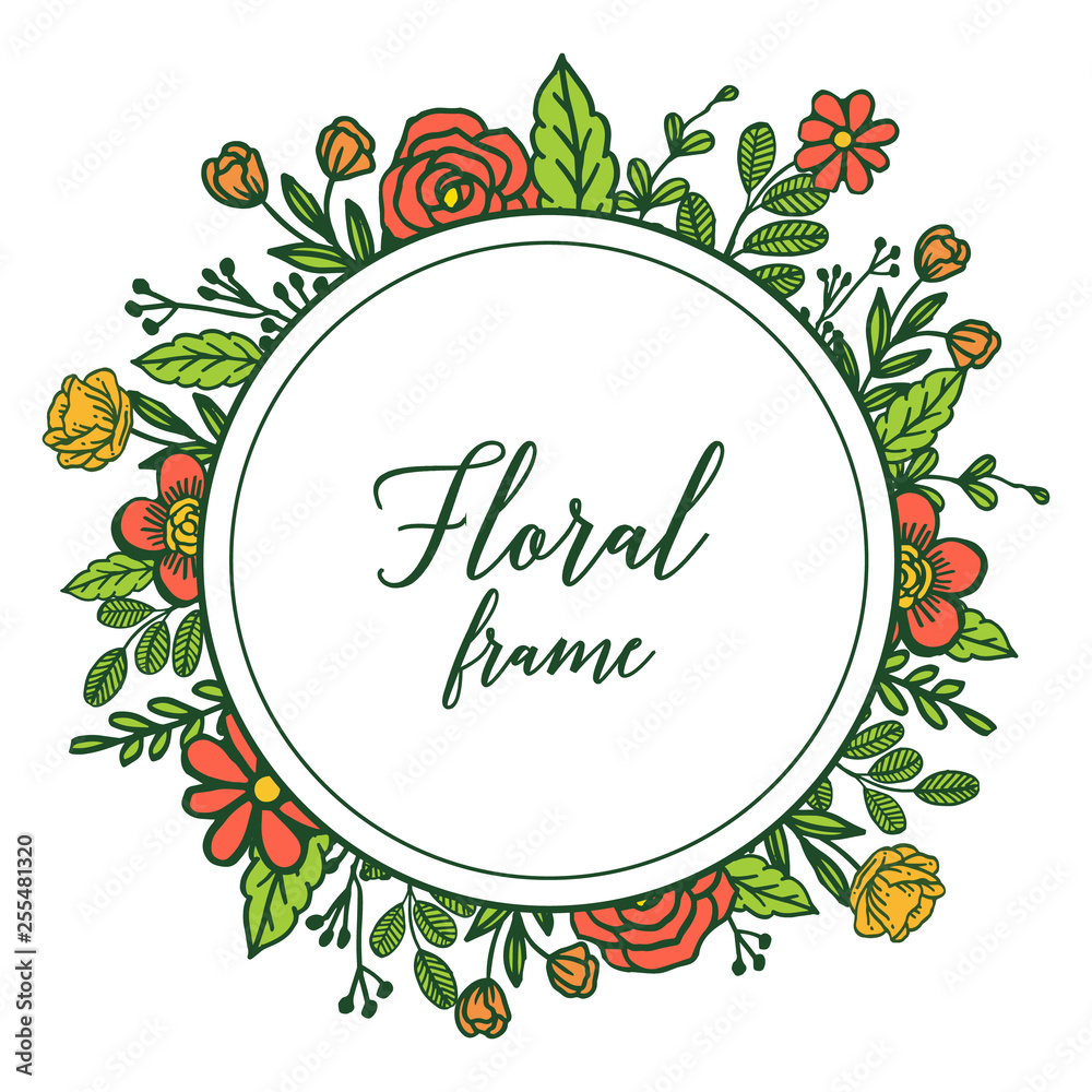 Vector illustration colorful floral frame with green foliage